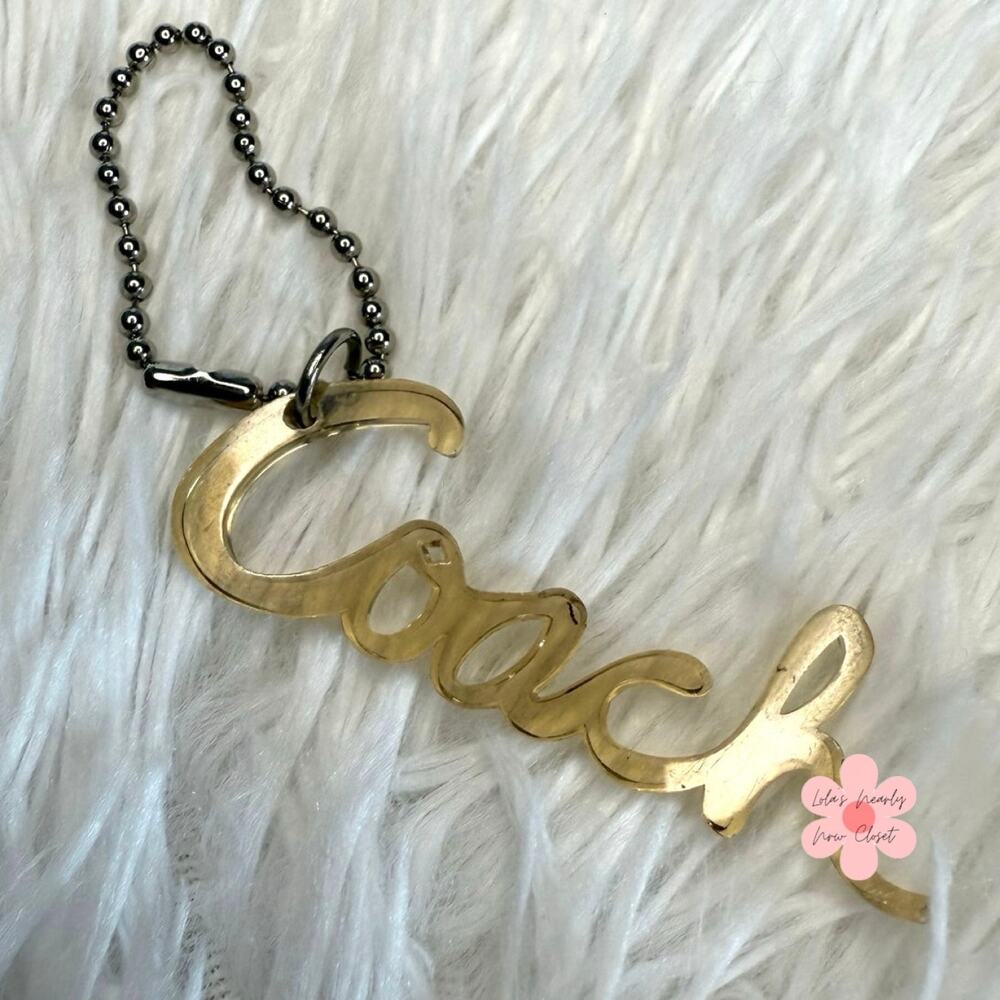 3" COACH Poppy Script Fob Bag Charm Hang tag Hangtag